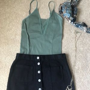 Free People Olive Green Sheer Tank Top